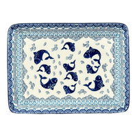 A picture of a Polish Pottery CA 9.5" x 7" Tray (Koi Pond) | A111-2372X as shown at PolishPotteryOutlet.com/products/9-5-x-7-tray-koi-pond-a111-2372x