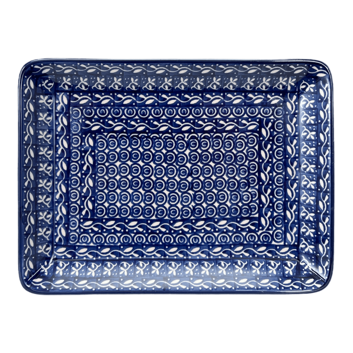 Tray, 9.5" x 7" in "Wavy Blues" by Ceramika Artystyczna | A111-905X