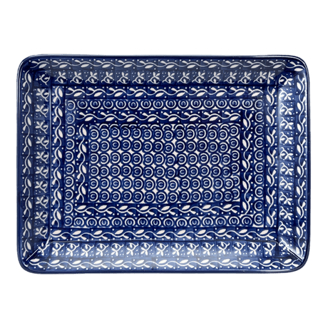 Tray, 9.5" x 7" in "Wavy Blues" by Ceramika Artystyczna | A111-905X