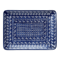 A picture of a Polish Pottery Tray, 9.5" x 7" in "Wavy Blues" by Ceramika Artystyczna | A111-905X as shown at PolishPotteryOutlet.com/products/9-5-x-7-tray-wavy-blues-a111-905x