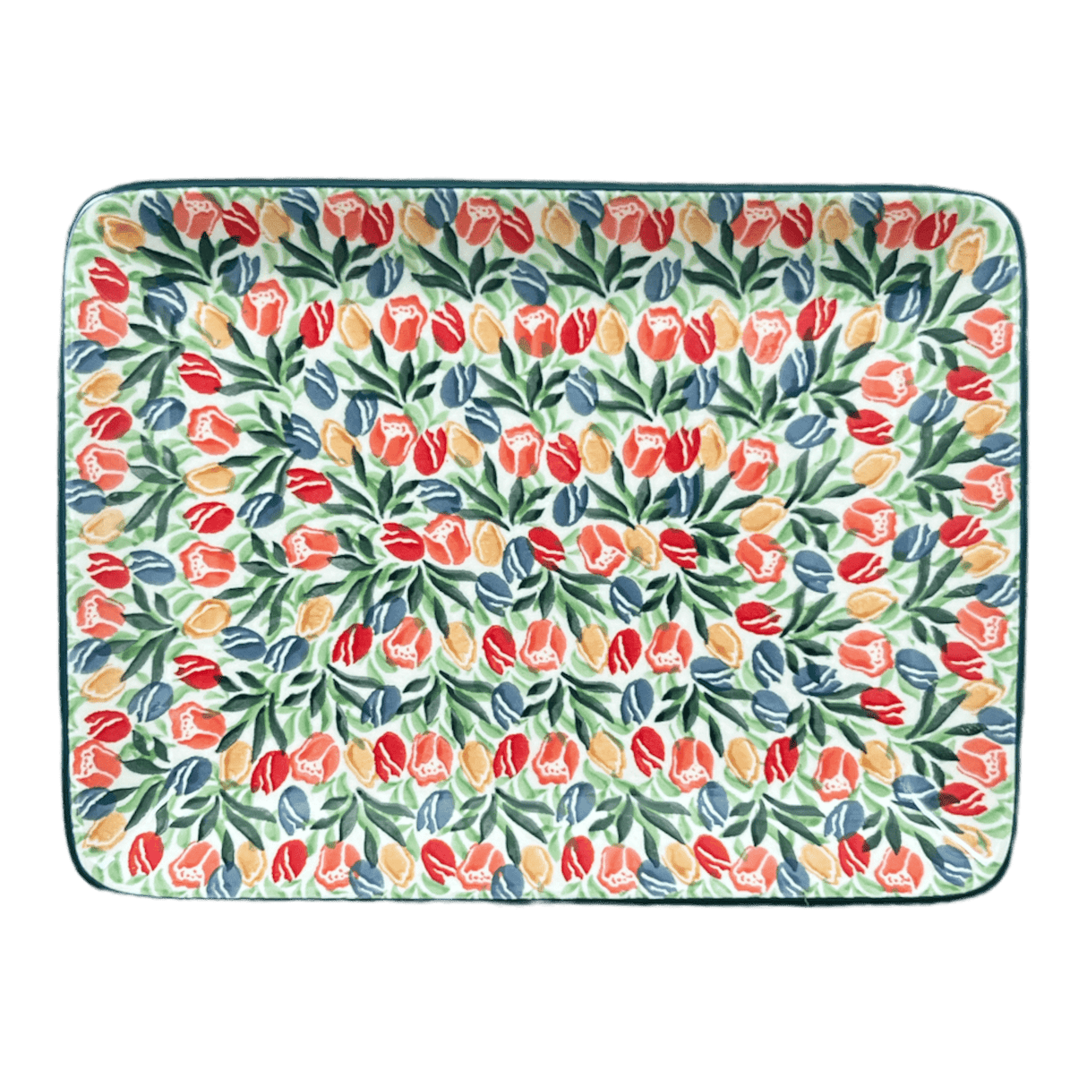 Tray, 9.5" x 7" in "Tulip Burst" by Ceramika Artystyczna | A111-U4226