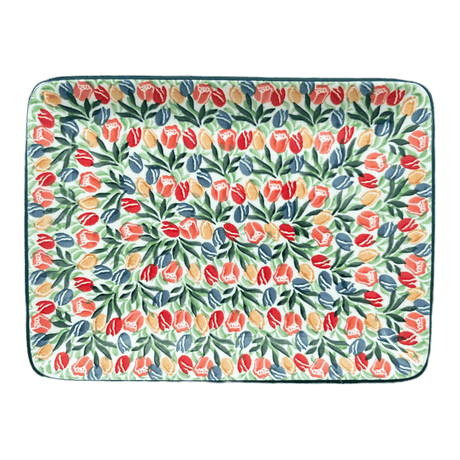 Tray, 9.5" x 7" in "Tulip Burst" by Ceramika Artystyczna | A111-U4226