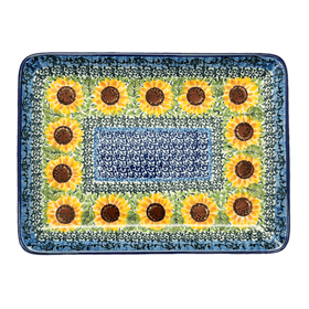 Polish Pottery CA 9.5" x 7" Tray (Sunflowers) | A111-U4739 Additional Image at PolishPotteryOutlet.com