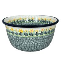 A picture of a Polish Pottery CA Deep 10.5" Bowl (Daffodils in Bloom) | A113-2122X as shown at PolishPotteryOutlet.com/products/10-5-deep-bowl-daffodils-in-bloom-a113-2122x