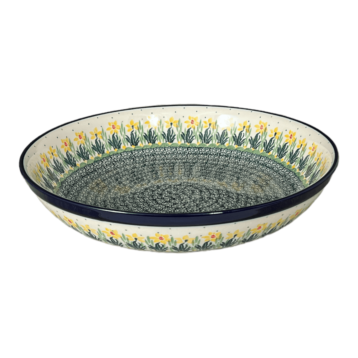 Bowl, Round, Shallow, 12.75" Wide in "Daffodils in Bloom" by Ceramika Artystyczna | A115-2122X