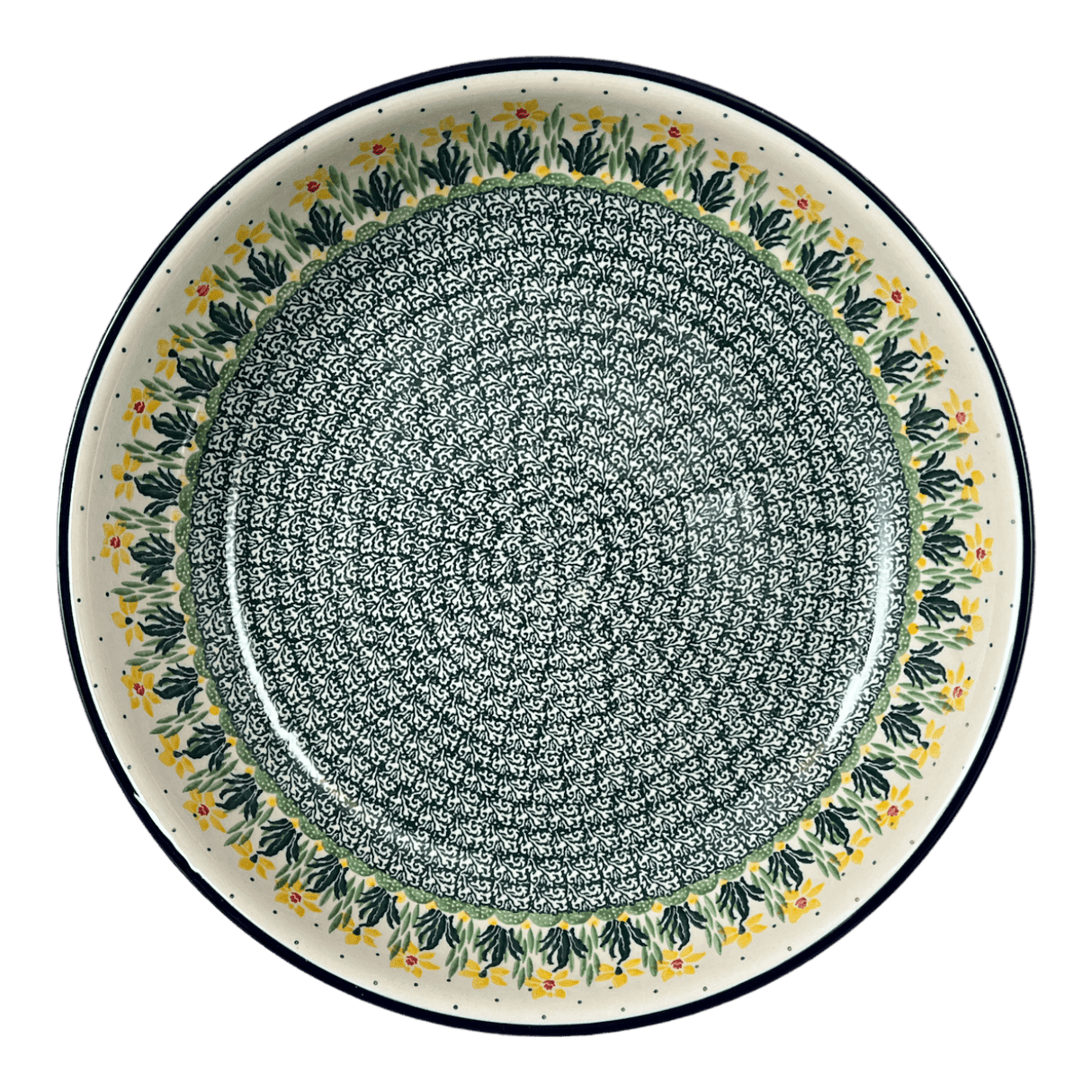 Bowl, Round, Shallow, 12.75" Wide in "Daffodils in Bloom" by Ceramika Artystyczna | A115-2122X