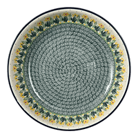 A picture of a Polish Pottery Bowl, Round, Shallow, 12.75" Wide in "Daffodils in Bloom" by Ceramika Artystyczna | A115-2122X as shown at PolishPotteryOutlet.com/products/12-75-wide-shallow-bowl-daffodils-in-bloom-a115-2122x