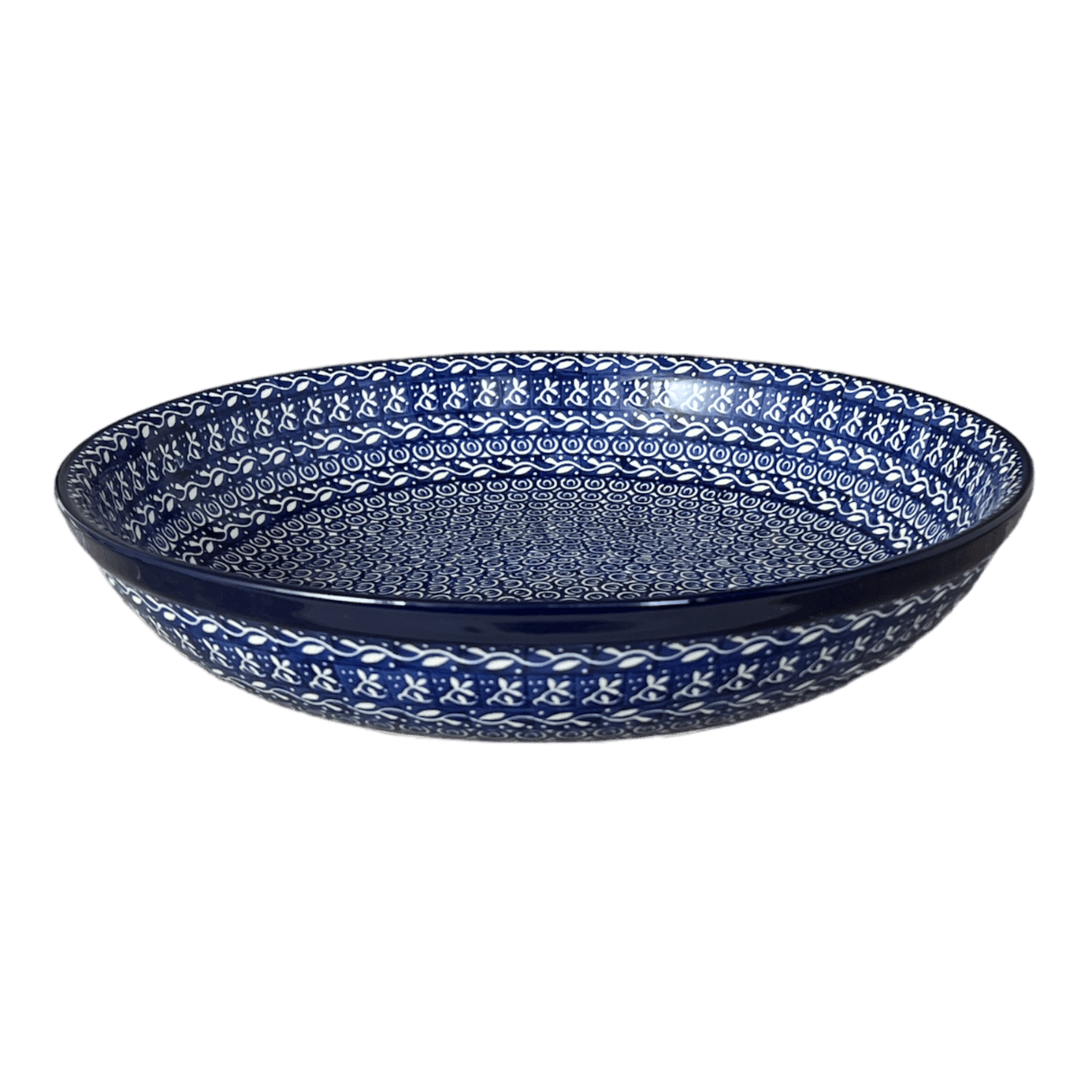 Bowl, Round, Shallow, 12.75" Wide in "Wavy Blues" by Ceramika Artystyczna | A115-905X