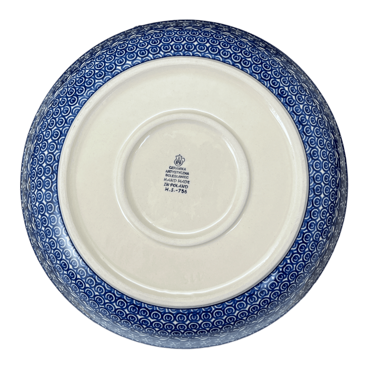 Bowl, Round, Shallow, 12.75" Wide in "Wavy Blues" by Ceramika Artystyczna | A115-905X