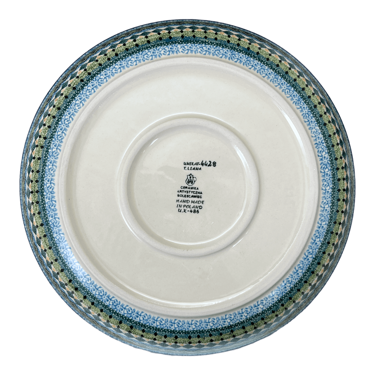 Bowl, Round, Shallow, 12.75" Wide in "Aztec Blues" by Ceramika Artystyczna | A115-U4428