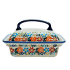 Polish Pottery 5.5" x 4.75" Butter Dish (Bright Bouquet) | NDA14-A55 at PolishPotteryOutlet.com