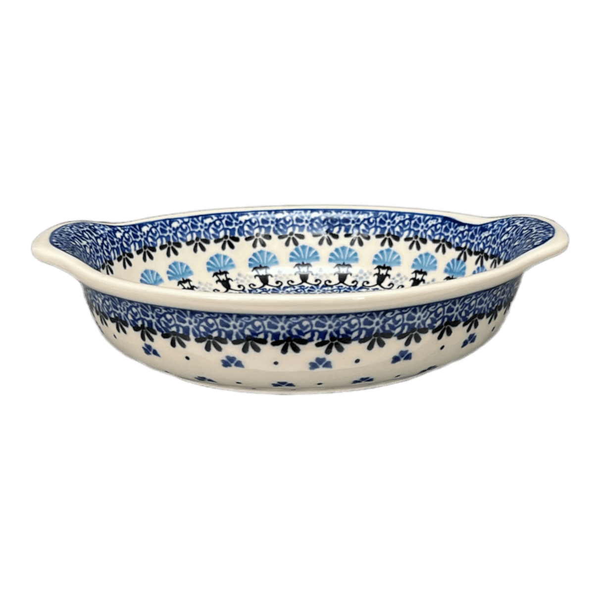 Casserole, Round, Small, 6.5" x 7.25" in "Blue Fan Dance" by Ceramika Artystyczna | A142-1981X