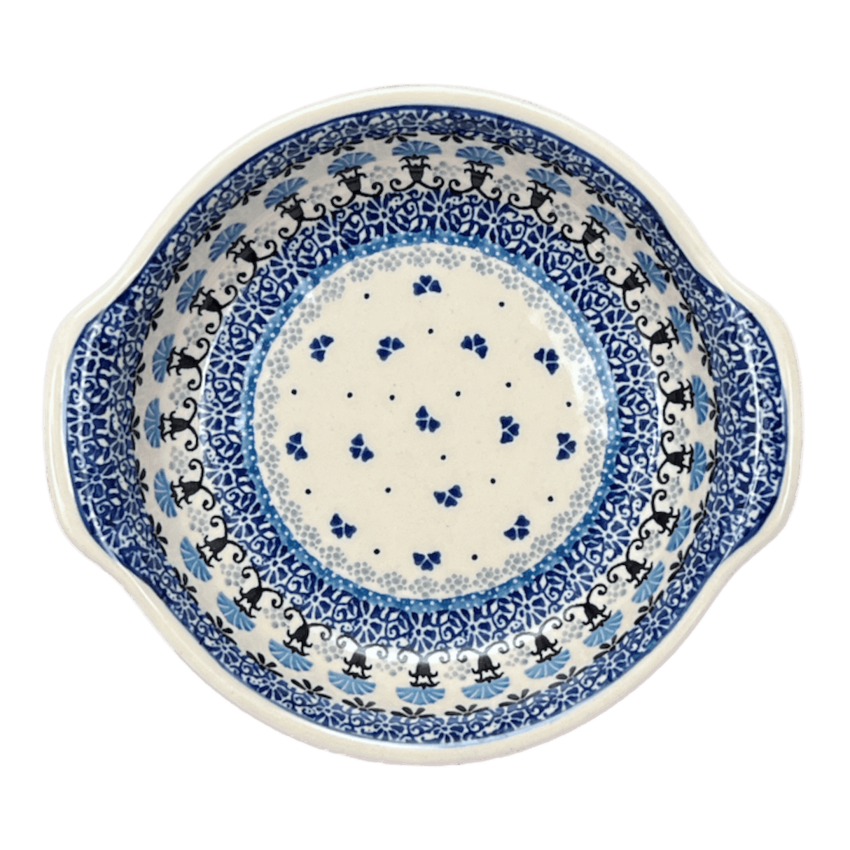 Casserole, Round, Small, 6.5" x 7.25" in "Blue Fan Dance" by Ceramika Artystyczna | A142-1981X