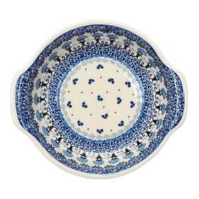 Polish Pottery CA Small Round Casserole (Blue Fan Dance) | A142-1981X Additional Image at PolishPotteryOutlet.com