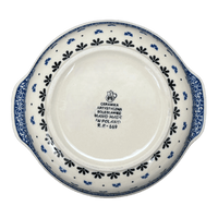 A picture of a Polish Pottery C.A. Small Round Casserole (Blue Fan Dance) | A142-1981X as shown at PolishPotteryOutlet.com/products/small-round-casserole-blue-fan-dance-a142-1981x