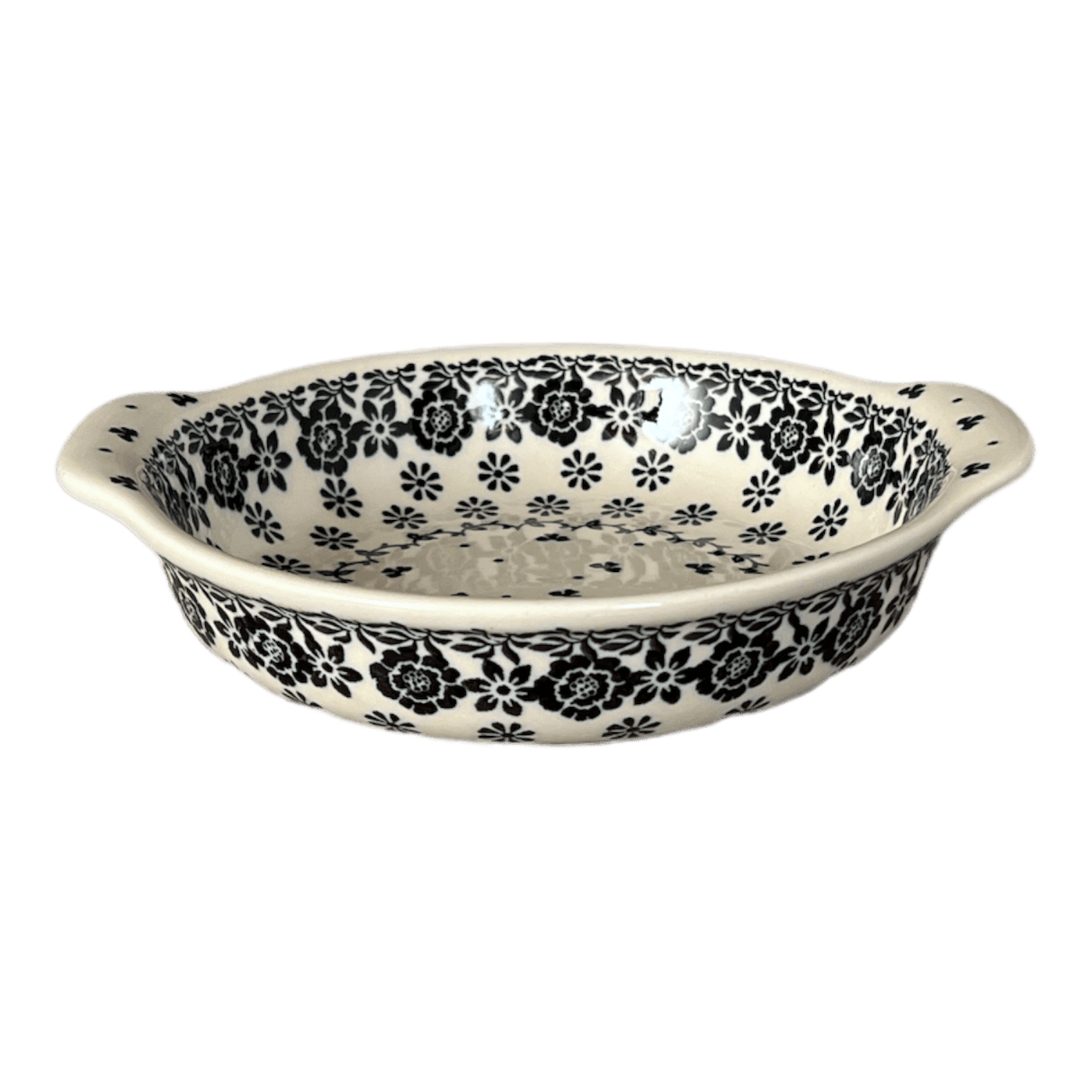 Casserole, Round, Small, 6.5" x 7.25" in "Black Bouquet" by Ceramika Artystyczna | A142-2314