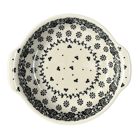 Casserole, Round, Small, 6.5" x 7.25" in "Black Bouquet" by Ceramika Artystyczna | A142-2314