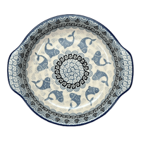 A picture of a Polish Pottery CA Small Round Casserole (Periwinkle Pond) | A142-2385X as shown at PolishPotteryOutlet.com/products/small-round-casserole-periwinkle-pond-a142-2385x