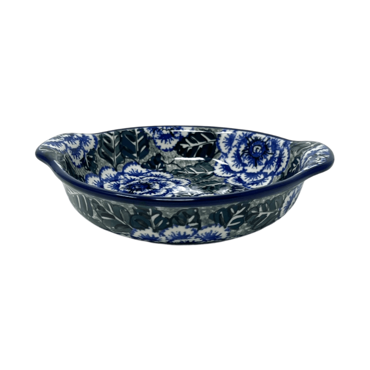 Casserole, Round, Small, 6.5" x 7.25" in "Blue Dahlia" by Ceramika Artystyczna | A142-U1473