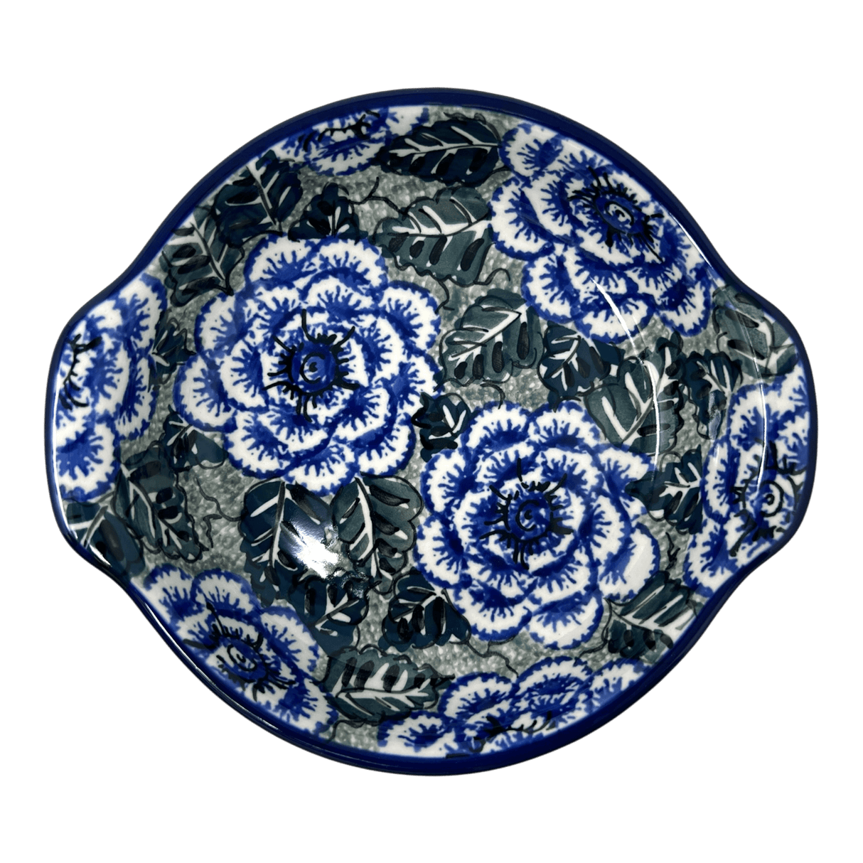 Casserole, Round, Small, 6.5" x 7.25" in "Blue Dahlia" by Ceramika Artystyczna | A142-U1473