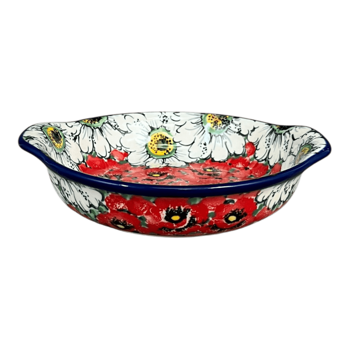 Casserole, Round, Small, 6.5" x 7.25" in "Regal Daisies - Red" by Ceramika Artystyczna | A142-U4725