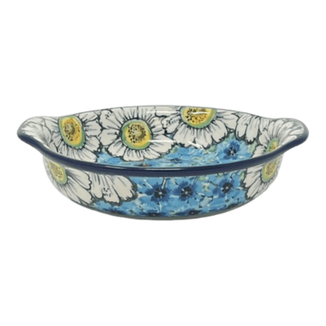 Casserole, Round, Small, 6.5" x 7.25" in "Regal Daisies - Blue" by Ceramika Artystyczna | A142-U4736
