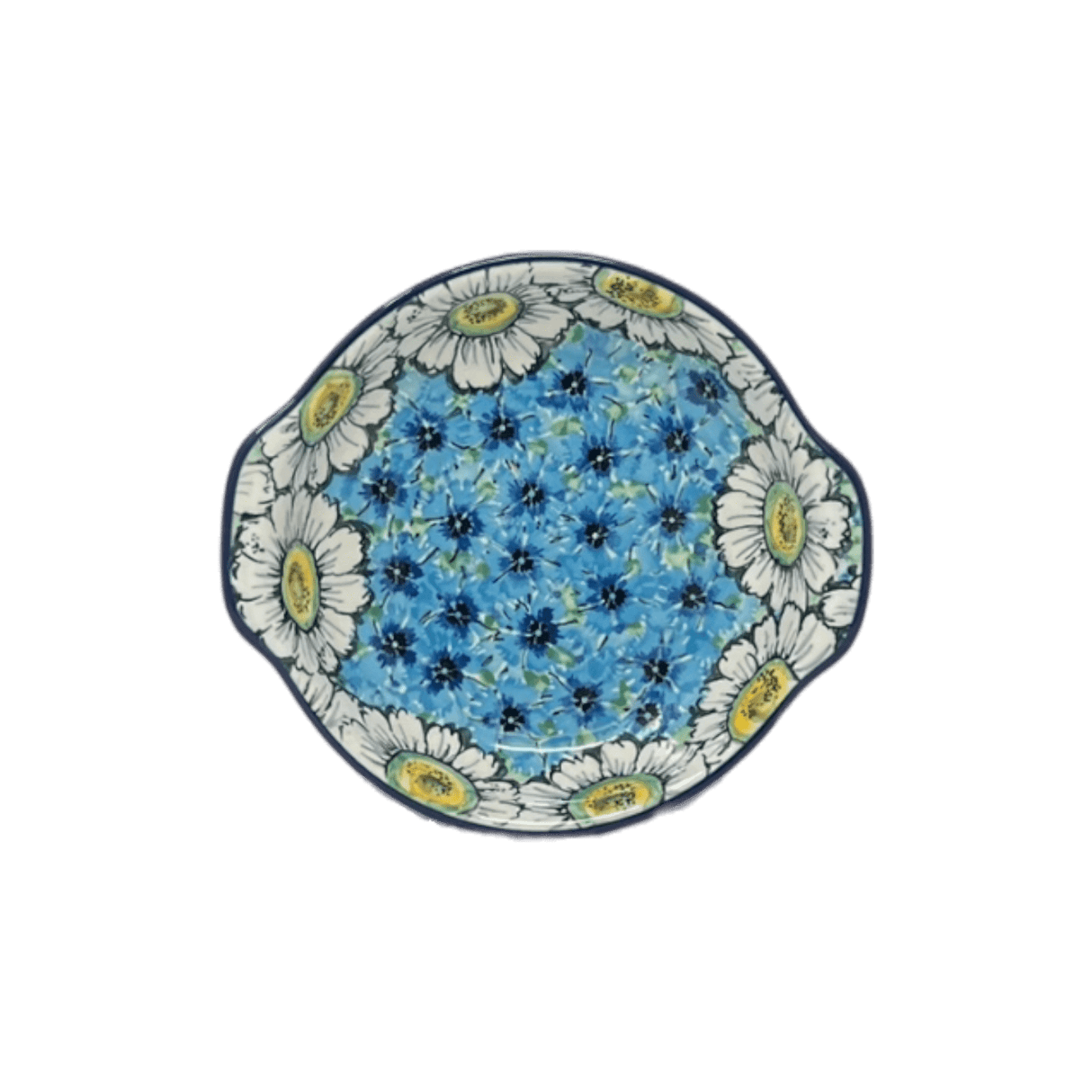 Casserole, Round, Small, 6.5" x 7.25" in "Regal Daisies - Blue" by Ceramika Artystyczna | A142-U4736