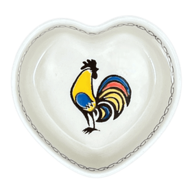 Polish Pottery C.A. Heart Box (Regal Roosters) | A143-U2617 Additional Image at PolishPotteryOutlet.com