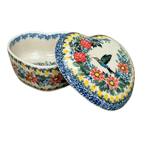 Polish Pottery C.A. Heart Box (Hummingbird Bouquet) | A143-U3357 Additional Image at PolishPotteryOutlet.com