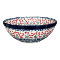 A picture of a Polish Pottery C.A. 12.75" Bowl (Red Aster) | A154-1435X as shown at PolishPotteryOutlet.com/products/12-75-bowl-red-aster-a154-1435x