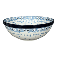 A picture of a Polish Pottery CA 12.75" Bowl (Pansy Blues) | A154-2346X as shown at PolishPotteryOutlet.com/products/12-75-bowl-pansy-blues-a154-2346x