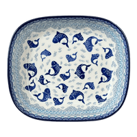 A picture of a Polish Pottery CA 9" x 10.5" Baker (Koi Pond) | A158-2372X as shown at PolishPotteryOutlet.com/products/9-x-10-5-baker-koi-pond-a158-2372x