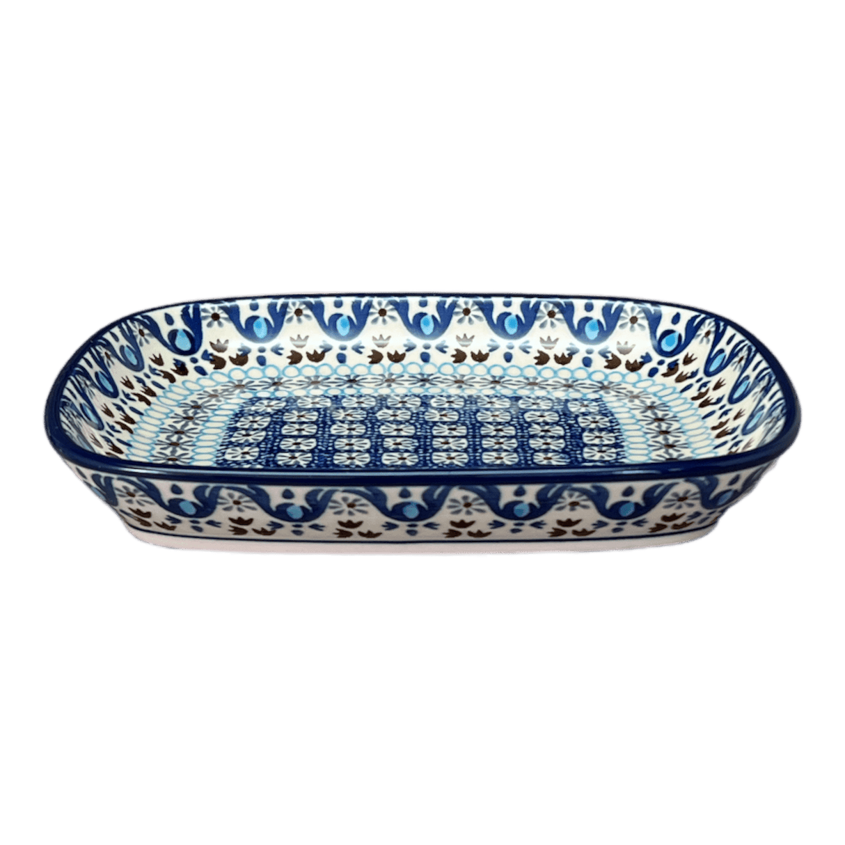 Dish, Shallow, 5.75" x 7" in "Blue Ribbon" by Ceramika Artystyczna  | A160-1026X