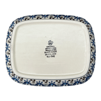 A picture of a Polish Pottery CA 5.75" x 7" Shallow Dish (Blue Ribbon) | A160-1026X as shown at PolishPotteryOutlet.com/products/5-75-x-7-shallow-dish-blue-ribbon-a160-1026x