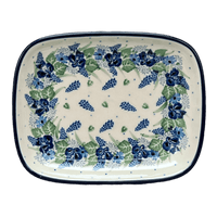 A picture of a Polish Pottery CA 5.75" x 7" Shallow Dish (Hyacinth in the Wind) | A160-2037X as shown at PolishPotteryOutlet.com/products/5-75-x-7-shallow-dish-hyacinth-in-the-wind-a160-2037x