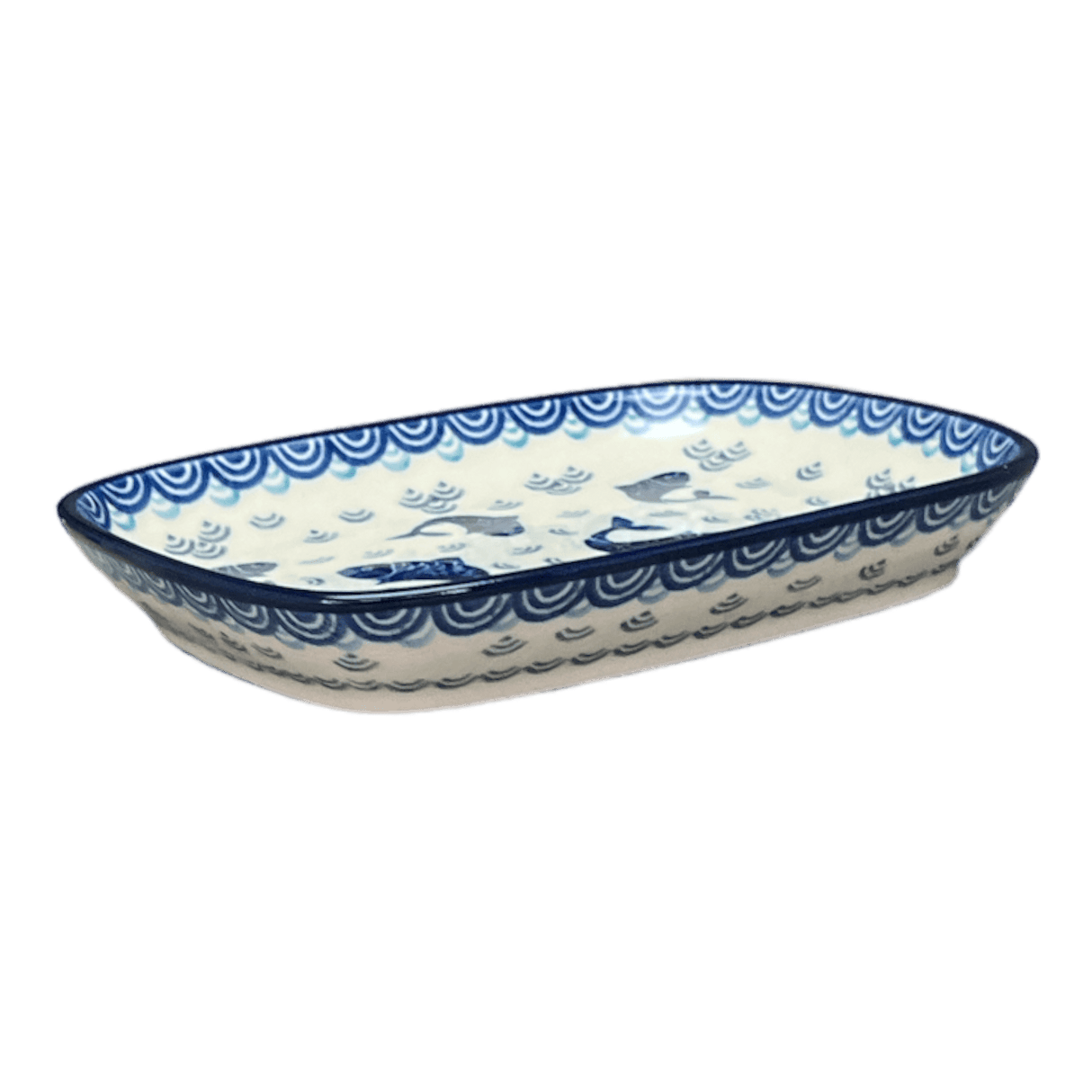 Dish, Shallow, 5.75" x 7" in "Koi Pond" by Ceramika Artystyczna  | A160-2372X