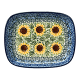 Dish, Shallow, 5.75" x 7" in "Sunflowers" by Ceramika Artystyczna | A160-U4739
