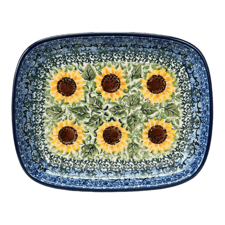 Dish, Shallow, 5.75" x 7" in "Sunflowers" by Ceramika Artystyczna | A160-U4739