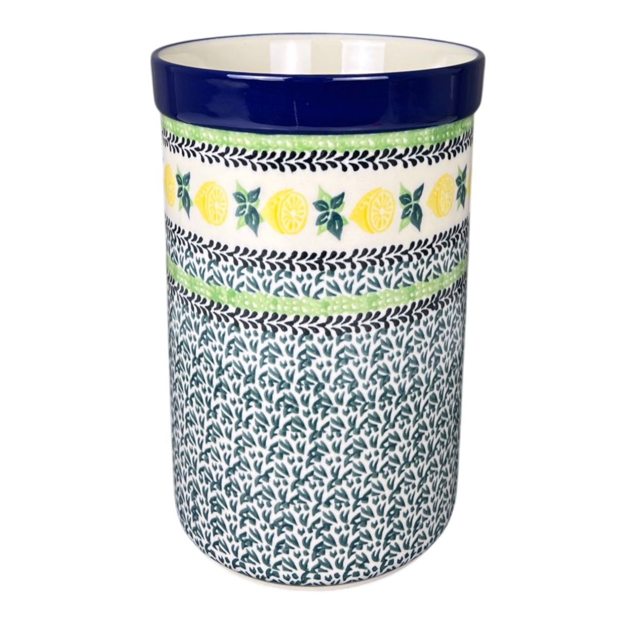 Utensil Holder, 7.75" x 5.5" in "Lemons and Leaves" by Ceramika Artystyczna | A169-2749X