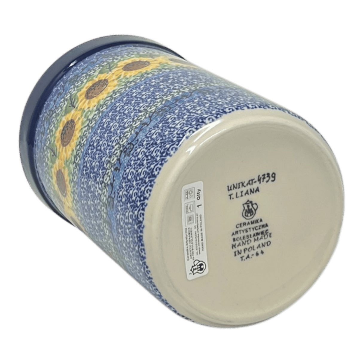 Utensil Holder, 7.75" x 5.5" in "Sunflowers" by Ceramika Artystyczna | A169-U4739