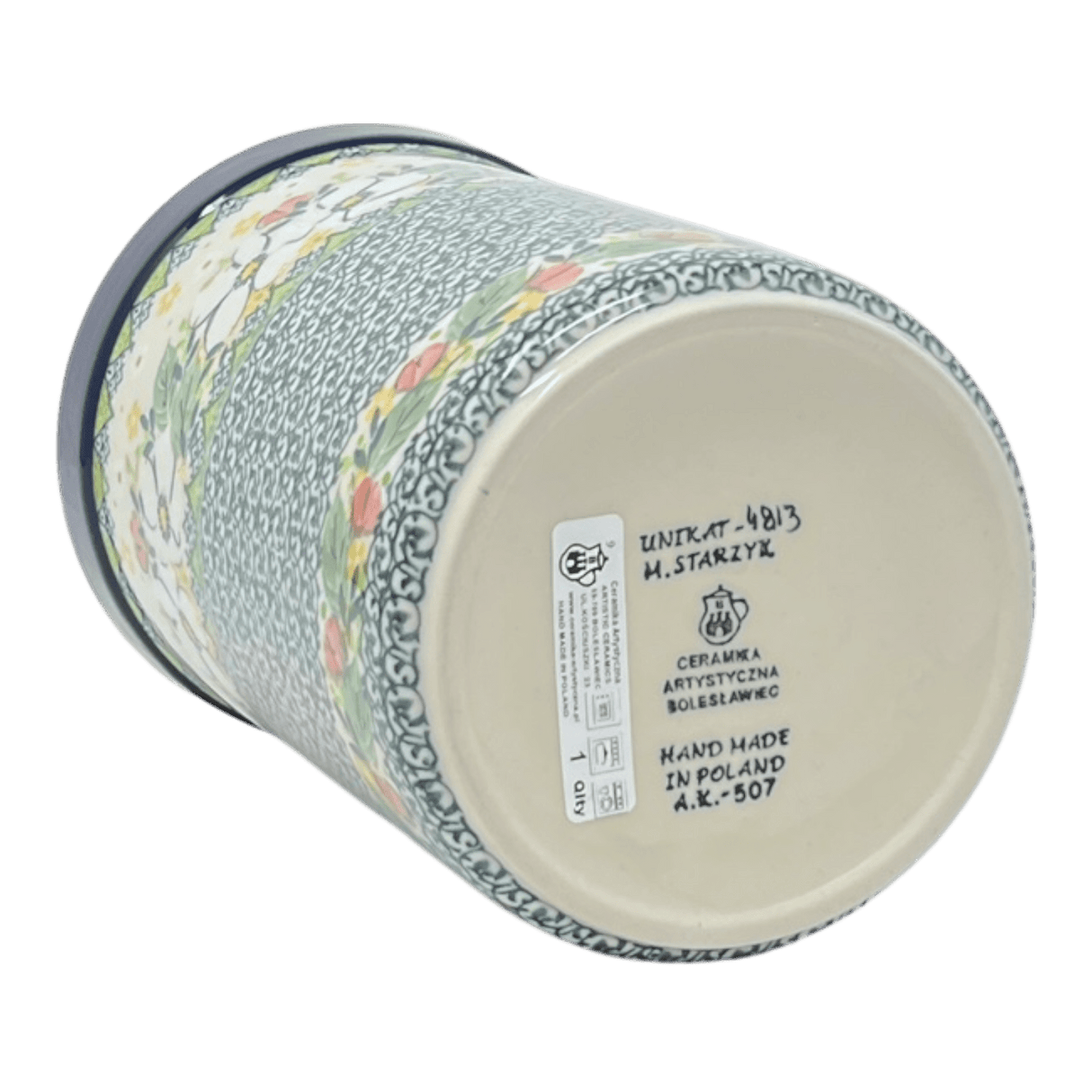 Utensil Holder, 7.75" x 5.5" in "White Cosmos" by Ceramika Artystyczna | A169-U4813