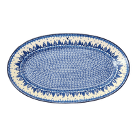 A picture of a Polish Pottery CA 17.5" Oval Platter (Winter Skies) | A200-2826X as shown at PolishPotteryOutlet.com/products/17-5-oval-platter-winter-skies-a200-2826x
