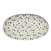 A picture of a Polish Pottery C.A. 17.5" Oval Platter (Star Shower) | A200-359X as shown at PolishPotteryOutlet.com/products/c-a-17-5-oval-platter-star-shower-a200-359x