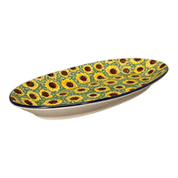 A picture of a Polish Pottery CA 17.5" Oval Platter (Sunflower Fields) | A200-U4737 as shown at PolishPotteryOutlet.com/products/17-5-oval-platter-sunflower-fields-a200-u4737