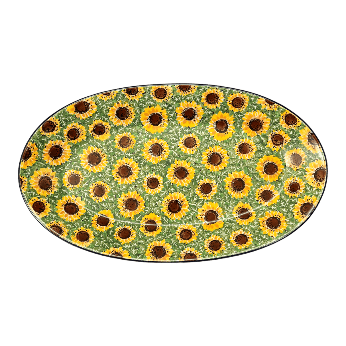 Platter, Oval, 17.5" in "Sunflower Field" by Ceramika Artystyczna | A200-U4737