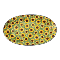 A picture of a Polish Pottery CA 17.5" Oval Platter (Sunflower Fields) | A200-U4737 as shown at PolishPotteryOutlet.com/products/17-5-oval-platter-sunflower-fields-a200-u4737