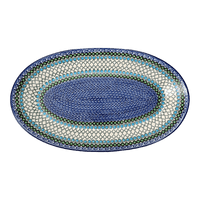 A picture of a Polish Pottery CA 17.5" Oval Platter (Mediterranean Waves) | A200-U72 as shown at PolishPotteryOutlet.com/products/17-5-oval-platter-mediterranean-waves-a200-u72