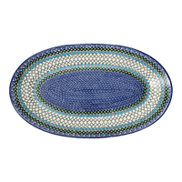 A picture of a Polish Pottery Platter, Oval, 17.5" in "Mediterranean Waves" by Ceramika Artystyczna | A200-U72 as shown at PolishPotteryOutlet.com/products/17-5-oval-platter-mediterranean-waves-a200-u72