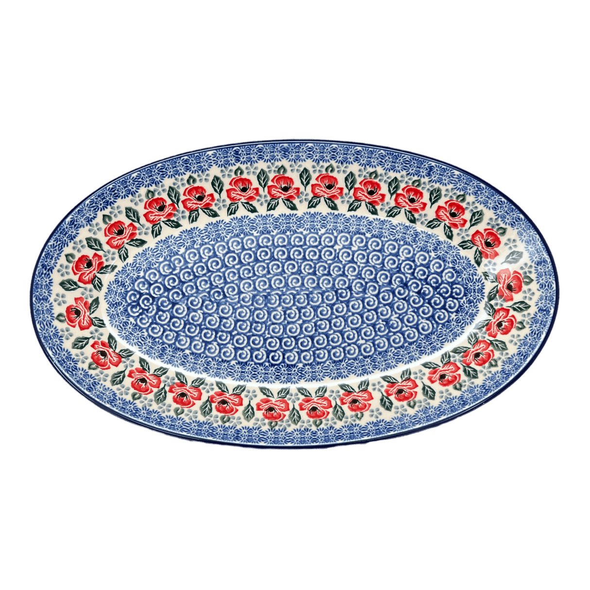 Platter, Oval, 14.75" x 8.5" in "Rosie's Garden" by Ceramika Artystyczna | A205-1490X