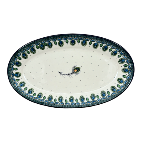 Platter, Oval, 14.75" x 8.5" in "Peacock Plume" by Ceramika Artystyczna | A205-2218X